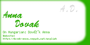 anna dovak business card